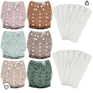 Mama Koala 3.0 Cloth Diapers for Babies with AWJ Lining, 6 Pack with 12 5-Layer